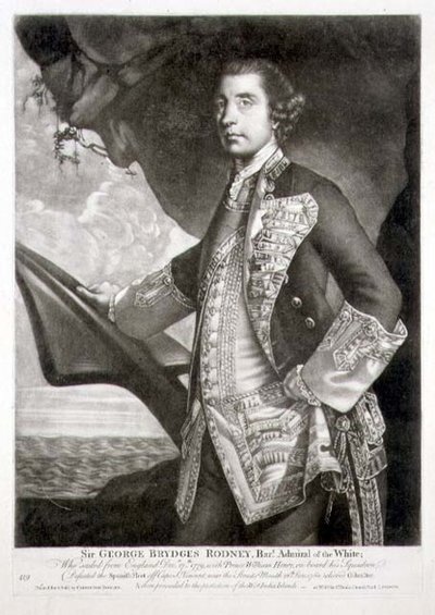 Sir George Brydges Rodney (1719-92) Fehér admirális portréja, William Dickinson (1746-1823) kocsma metszete. szerző: Carington Bowles (fl.1744-93) (metszet) alkotó: Joshua (after) Reynolds