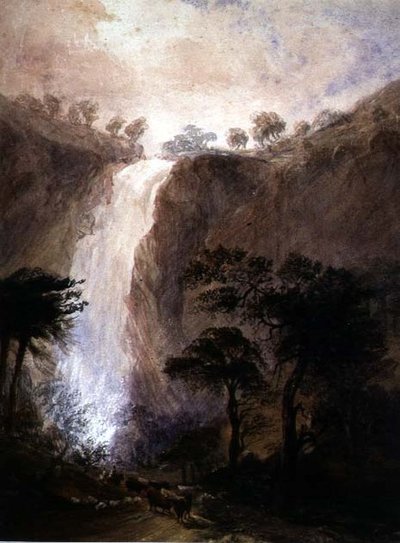 Kilátás egy vízesésre, 1820 körül (akvarell gumiarábikummal, papíron) alkotó: Joshua Wallis