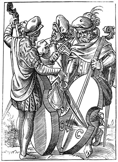 Egy hegedűművész és két csellóművész, 1849. XVI. század. alkotó: Jost Amman