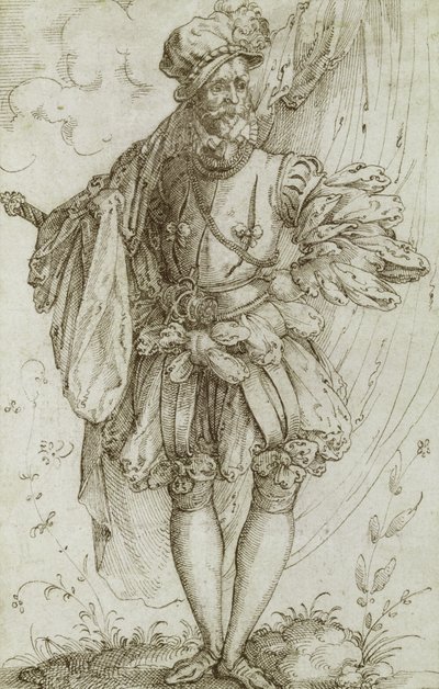 Zászlót hordozó zászlós, 1560-as évek (tintával, papírra) alkotó: Jost Amman