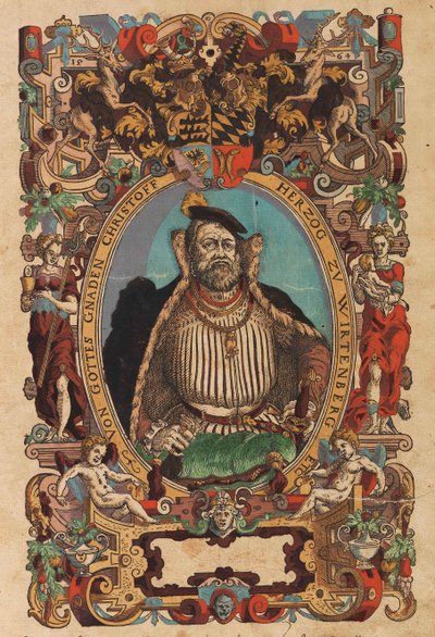 Christoph württembergi herceg portréja 1515-1568 Biblia germanica, 1564. alkotó: Jost Amman