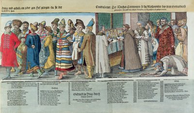 IV. Iván (1530-84) orosz nagykövetsége a Szent Római Császárhoz Regensburgban 1576-ban (színes fametszet) (részlet) alkotó: Jost Amman