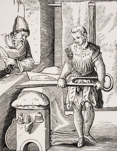 Posztóműves, 16. századi fametszet reprodukciója, XIX alkotó: Jost (after) Amman