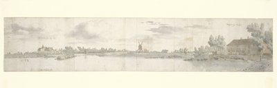 Panorámás kilátás a Kasteel Ooij-ra és a Tollhouse-ra, Észak-Brabantban alkotó: Josua de Grave