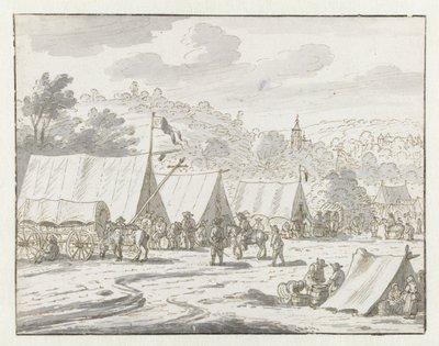 Kilátás a Willem III hadsereg táborozására Lembeek közelében, Flamand Brabantban alkotó: Josua de Grave