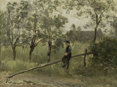 Country Boy on a Pole Barrier alkotó: Jozef (1824-1911) Israels
