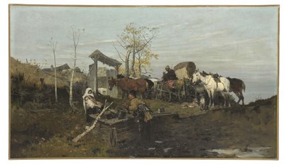 Beszélgetés a kútnál, 1877 alkotó: Jozef Brandt