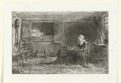 Két figura egy belső térben alkotó: Jozef Israëls (possibly copy after)