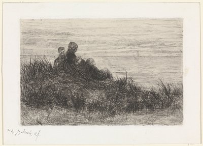 Dűne táj anyával és gyermekeivel alkotó: Jozef Israëls (signed by artist)