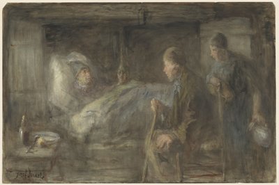 "A beteg szomszéd" alkotó: Jozef Israëls