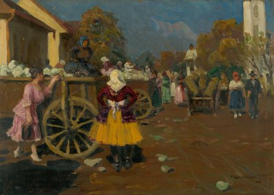 Piac Michalovce-ban alkotó: Jozef Teodor Mousson