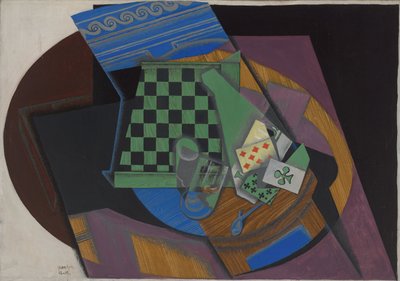 Sakktábla és játékkártya, 1915 alkotó: Juan Gris