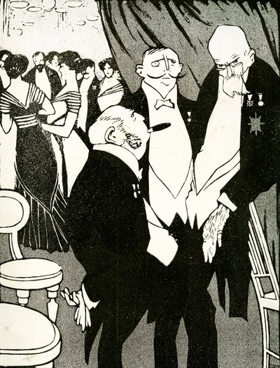 Az orosz küldött a védekező Törökországról vitázik más vezetőkkel egy 1908-as konferencián. alkotó: Juan Gris