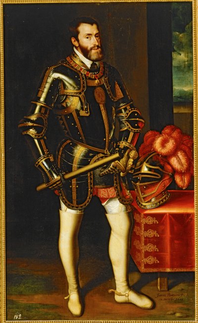 V. Károly császár portréja ... (festmény, vászon) alkotó: Juan Pantoja de la Cruz