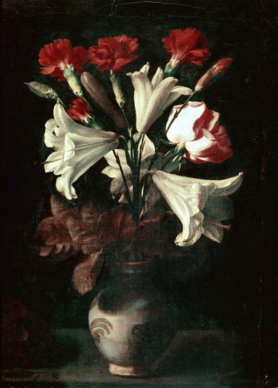 Florero (Liliomok és szegfű vázában) alkotó: Juan de (attr. to) Zurbaran