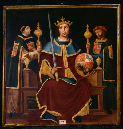 Szent Ferdinánd trónoló két udvaroncsal alkotó: Juan de Juanes