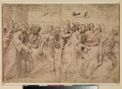 Két tanulmány „Szent István mártíromságába vezetve” (recto), 1556 alkotó: Juan de Juanes