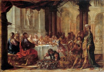 Les Noces de Cana Juan Valdes (1622-1690) festménye 1660 V. 0,23x0,34 m alkotó: Juan de Valdes Leal