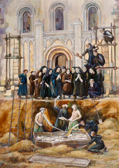 Arthur és Guinivere exhumálása a Glastonbury Abbeyben, Somerset, 1193 2010 alkotó: Judith Dobie