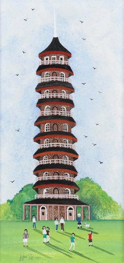 Kew Pagoda, 2009 (Guache papíron) alkotó: Judy Joel