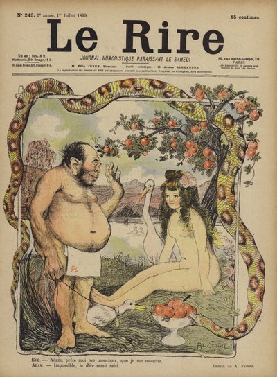 Ádám és Éva, Illusztráció a Le Rire számára alkotó: Jules Abel Faivre