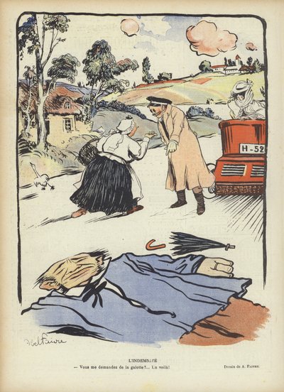 Kártérítés. Illusztráció Le Rire alkotó: Jules Abel Faivre