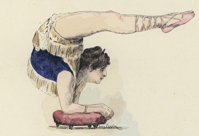 Női tornász, aki könyökből áll (színes litho) alkotó: Jules Arsene (after) Garnier