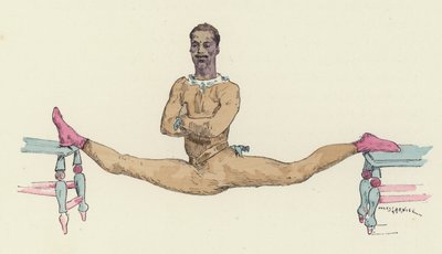 Férfi tornász hasítást csinál (színes litó) alkotó: Jules Arsene (after) Garnier