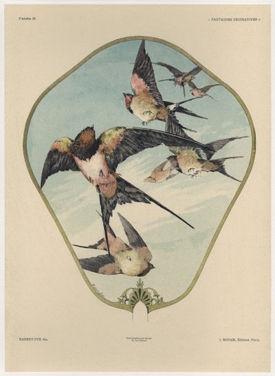 Ventilátor, 30. tábla a "Fantaisies decoratives" című műből, Gillot metszete, kiadó: Jules Rouam, Librairie de l
