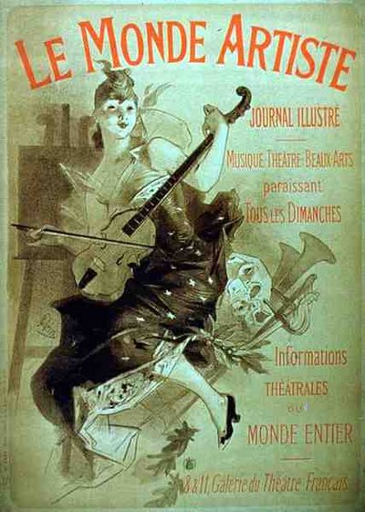 Reklám a „Le Monde Artiste” illusztrált folyóirathoz (színes litó) alkotó: Jules Cheret