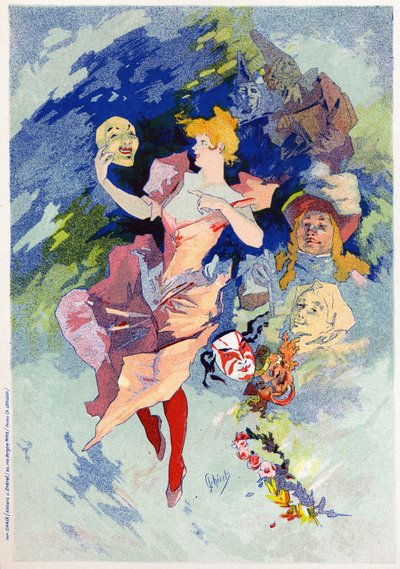 Vígjáték-allegória, 19. század vége (illusztráció) alkotó: Jules Cheret