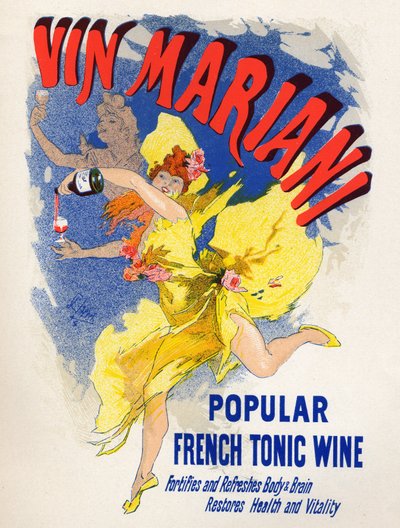 Étel és ital. Mariani French Tonic Wine (első kokain). Plakát: Jules Cheret (1836-1932), Franciaország alkotó: Jules Cheret