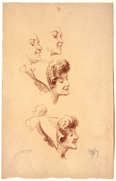 Vier Studien eines Frauenkopfes alkotó: Jules Cheret