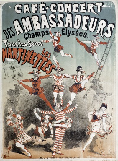 Martinettes a Cafe-Concert des Ambassadeurs-ben – Jules Cheret plakátja, 19. század vége alkotó: Jules Cheret