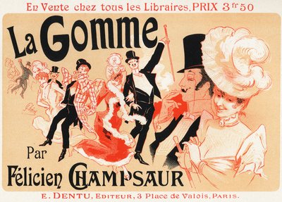 Életmód. Bal Párizsban. Jules Cheret plakátja a darabhoz: La Gomme, Felicien Champsaur, 1889 körül. (poszter) alkotó: Jules Cheret