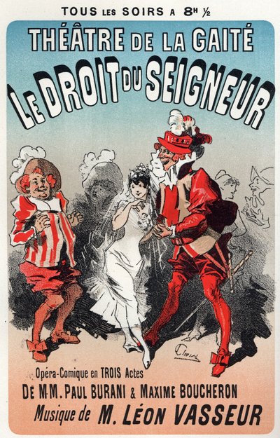 Zene. Az Úr uralma, Leon Vasseur operettje. Jules Cheret plakátja a Theatre de la Gaite 1. előadásához, Párizs, Franciaország alkotó: Jules Cheret