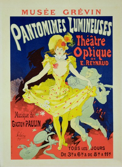 A „Pantomimes Lumineuses” plakát reprodukciója a Musee Grevinben, 1892 alkotó: Jules Cheret