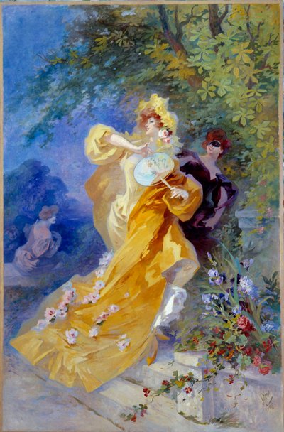 Jules Cheret (1836-1932) sárga dominó festménye, 20. század, Nizza, Musee Cheret alkotó: Jules Cheret
