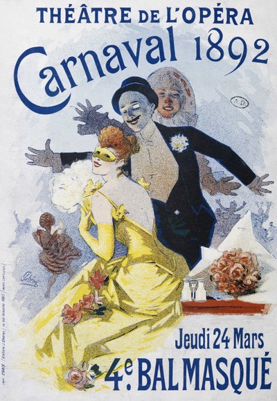 Opera Színház: 1892-es kanarvál, 4. báli maszk – Jules Cheret plakátja alkotó: Jules Cheret