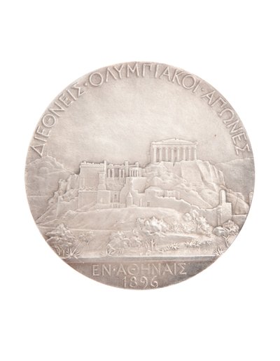 Első helyezett olimpiai érem, Athén 1896 (ezüst) (lásd még: 2628777) alkotó: Jules Clement Chaplain