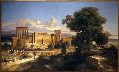 Balbeck (vagy Baalbek, Baalbec, ókori Héliopolisz, mai Libanon) romjai. Jules Coignet (1798-1860) festménye, Olaj, vászon alkotó: Jules Coignet