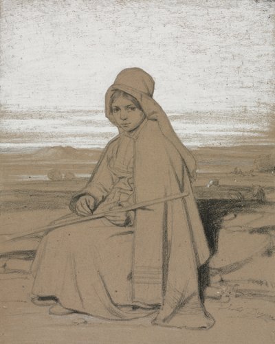 Ülő pásztorlány alkotó: Jules Dupré