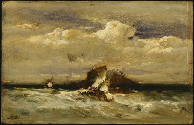 Tengeri tájkép, 1868-81 körül (olaj a kereskedelmi forgalomban beépített panelen) alkotó: Jules Dupré