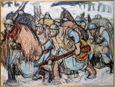 Első világháború: „Gázálarcot viselő katonák”. Zingg, Jules Emile (1882-1942) alkotó: Jules Emile Zingg