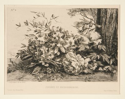 Pünkösdi rózsa és rododendron alkotó: Jules Ferdinand Jacquemart