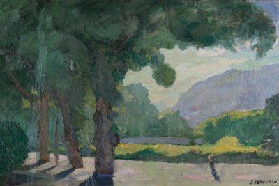 Grenoble, Île Verte 1922-es nézete Olaj, karton alkotó: Jules Flandrin