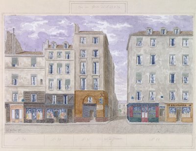 No.28-No.34 Rue du Four, Párizs, Franciaország, 1893 (wc papíron) alkotó: Jules Gaildrau