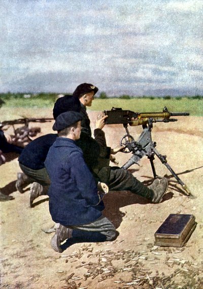 Francia állás géppuskákkal a marne-i csata idején Párizstól keletre, 1914. szeptember (autokróm) alkotó: Jules Gervais Courtellemont