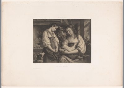Anya sérült gyermek ölében Le petit blessé (cím a tárgyon) Svájci művészek (sorozat címe) Les artistes Suisses (sorozat címe a tárgyon) alkotó: Jules Hébert
