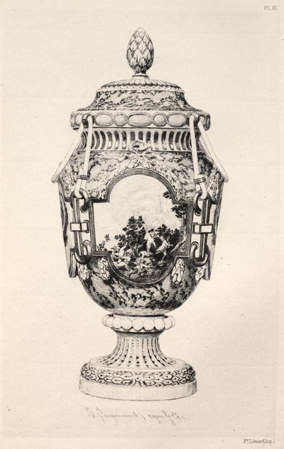 A kerámiaművészet története: Minden kor és minden nemzet kerámiájának leíró és filozófiai tanulmánya: Franciaország: Sèvres- puha porcelán- váza, a fontenoy-i csata emlékére (XI. tábla) alkotó: Jules Jacquemart